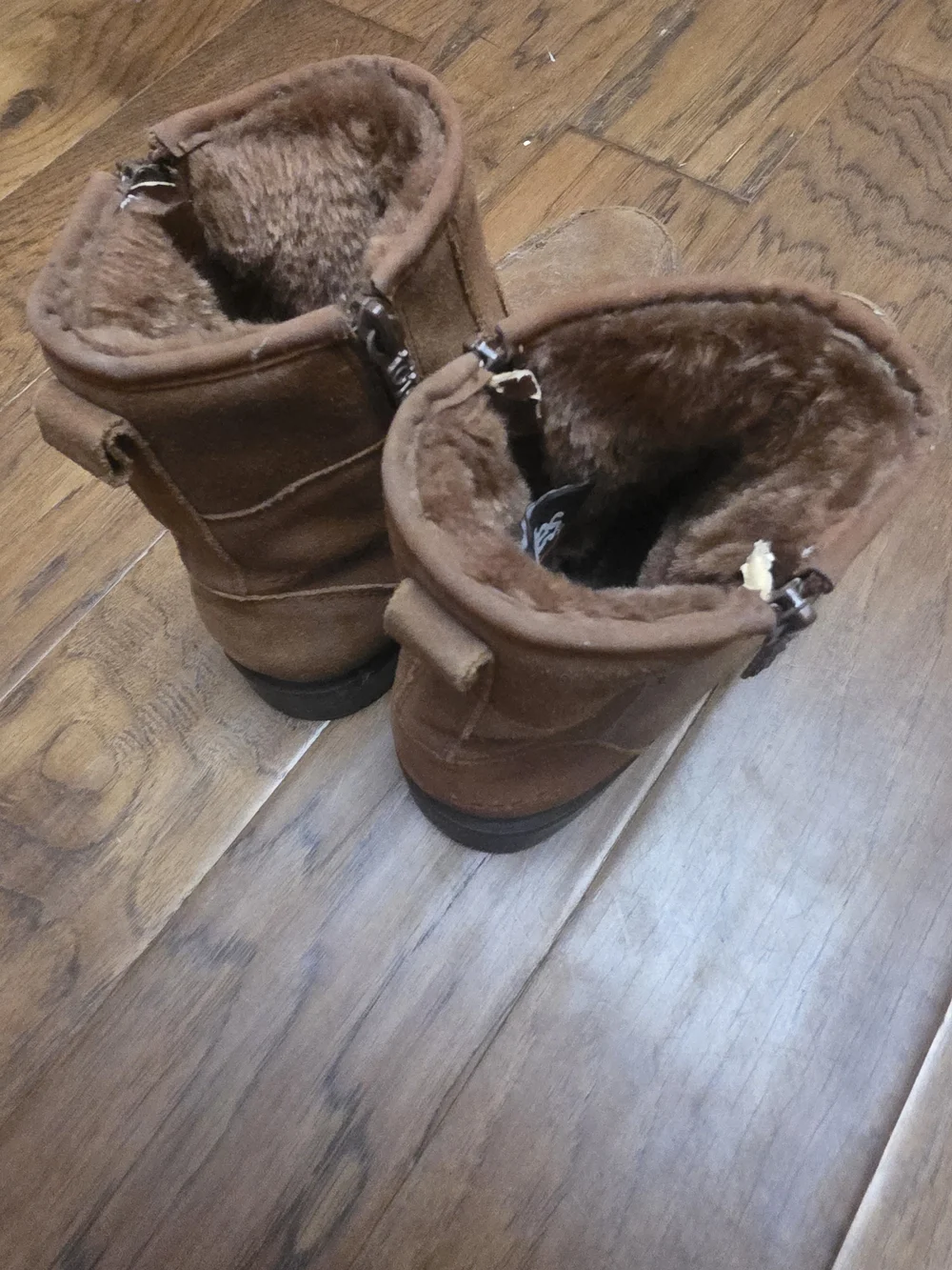 totes Women's Brown Suede Fleece-Lined Ankle Boots with Side Zip